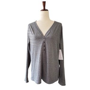 Athleta Uptempo Ribbed Henley Top XL Charcoal Gray NWT Women’s Long Sleeve